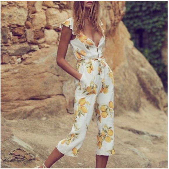 For Love And Lemons Pants - For Love & Lemons Limonada Midi Jumpsuit RARE